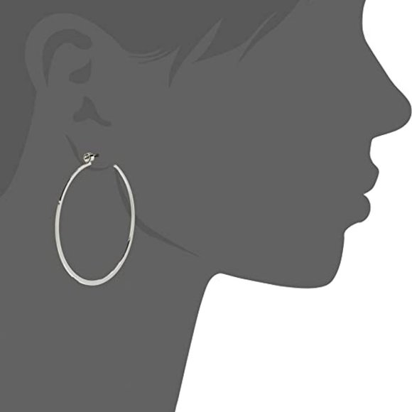 Michael Kors Cubic Zirconia Whisper Hoop Silver Tone Earrings Medium - Picture 3 of 6